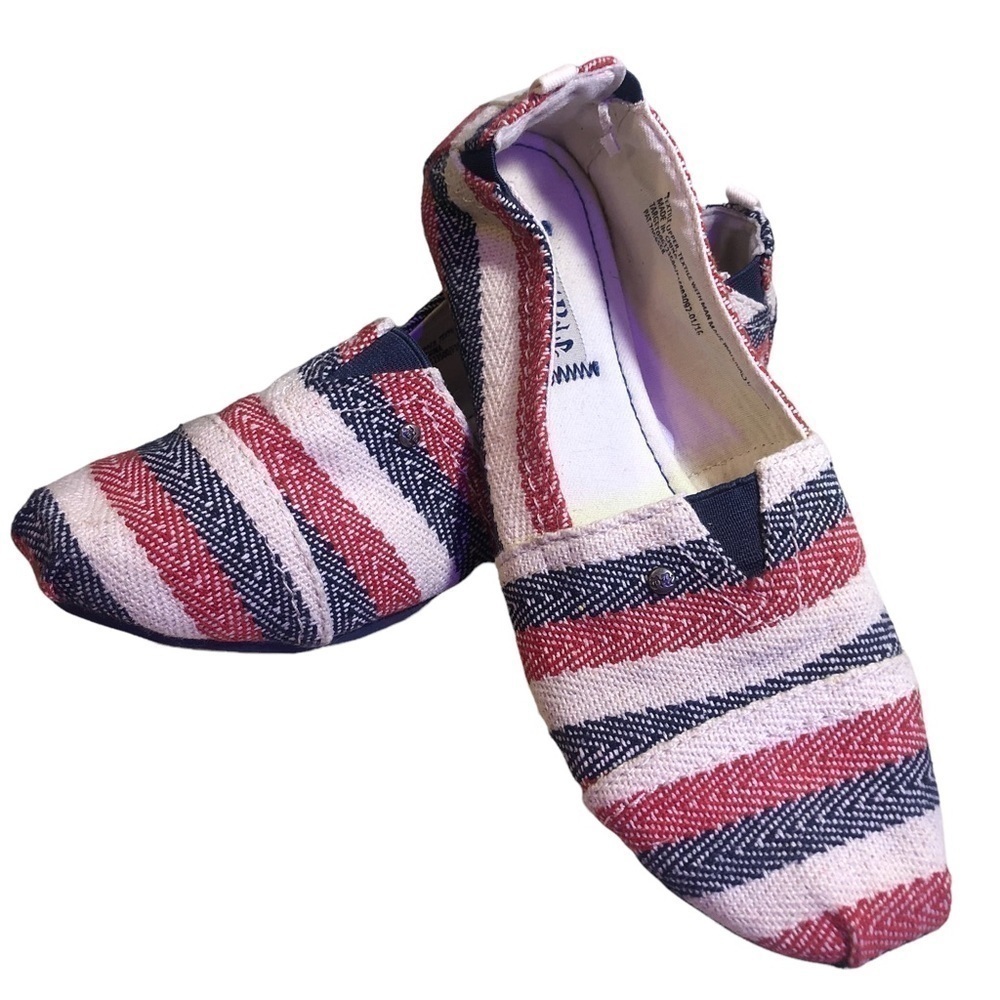 Mad Love Textile Flats Red, White And Blue Size 7